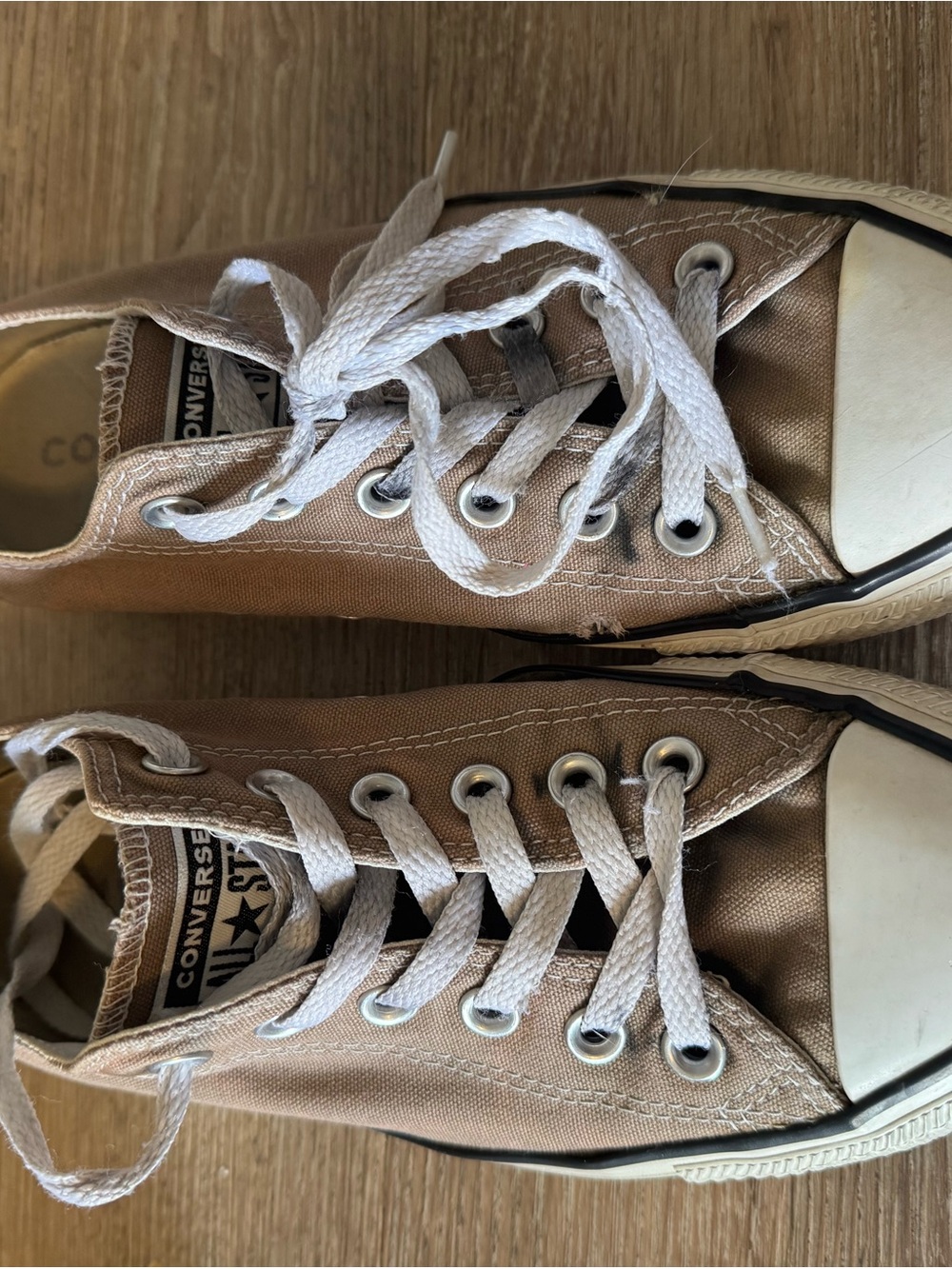 Converse Low Top Canvas Sneakers in Light Brown with White Laces